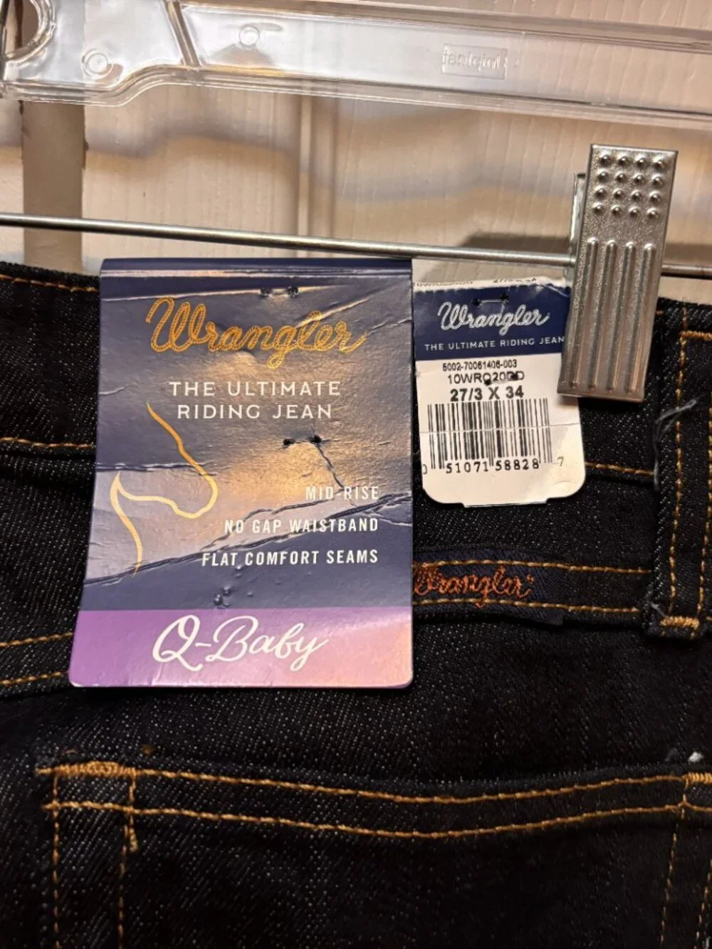 Wrangler Q-Baby Ultimate Riding Jeans 27/3x34 NWT Bootcut No Gap Waistband - Picture 2 of 4